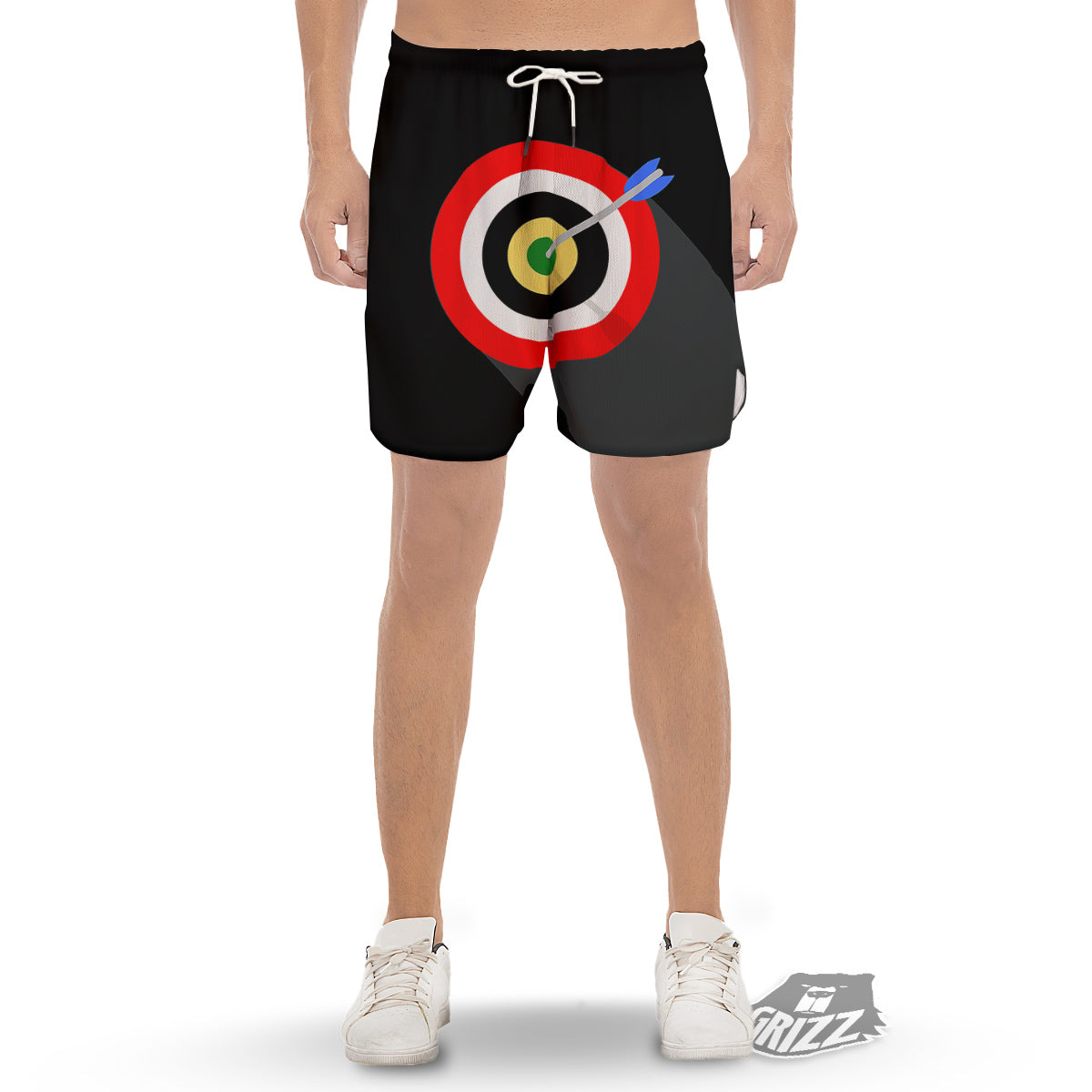 Darts Bullseye Print Men's Gym Shorts-grizzshop