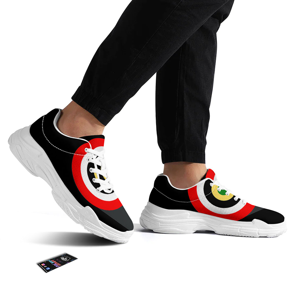 Darts Bullseye Print White Chunky Shoes-grizzshop