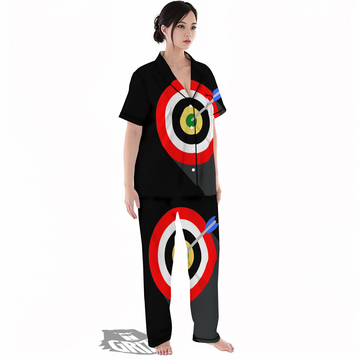 Darts Bullseye Print Women's Pajamas Set-grizzshop
