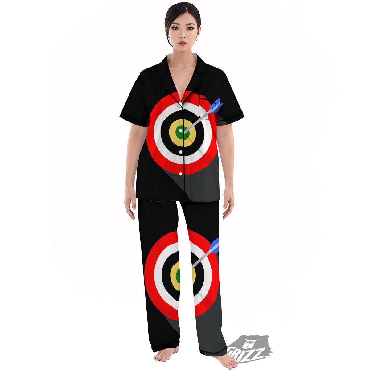 Darts Bullseye Print Women's Pajamas Set-grizzshop