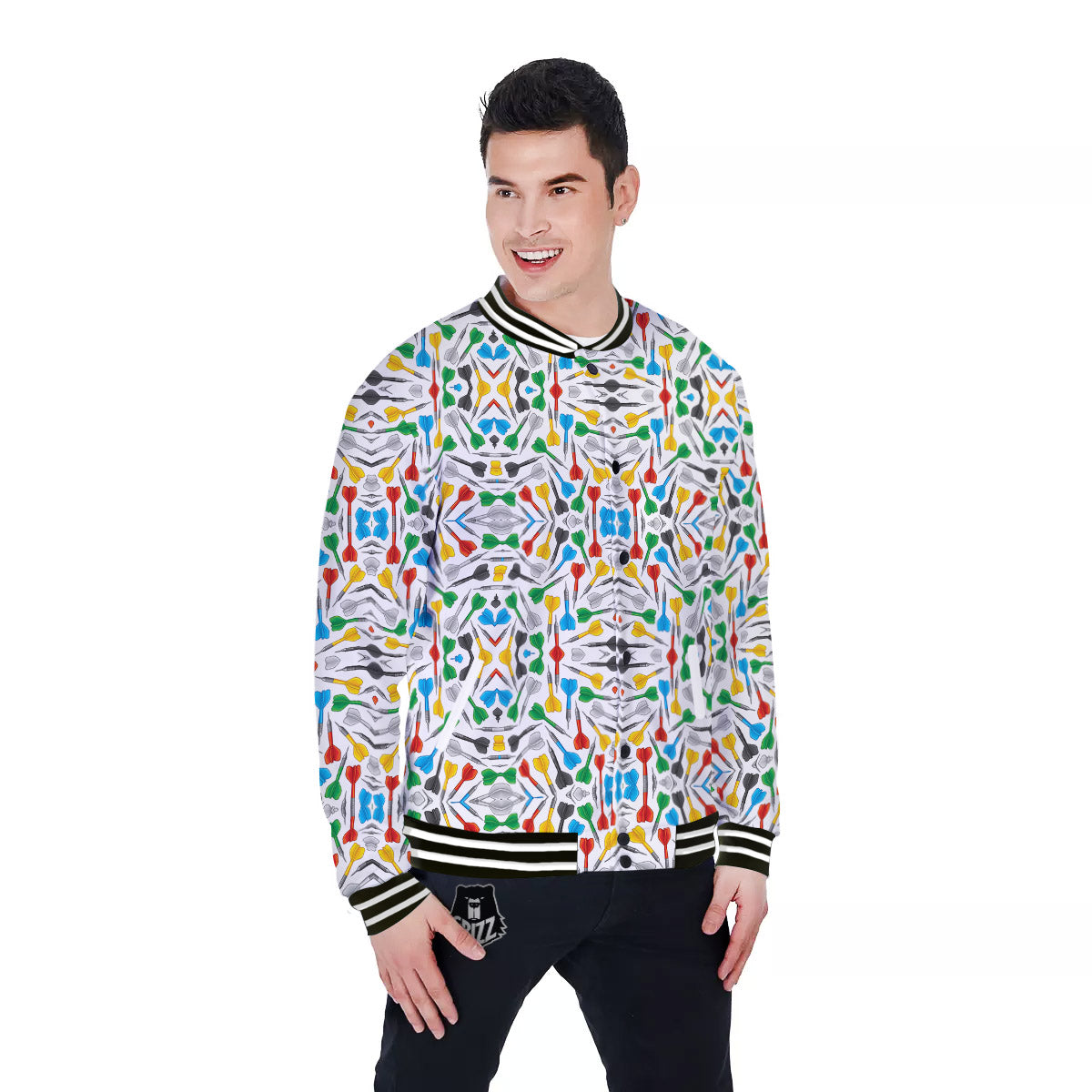 Darts Colorful Print Pattern Baseball Jacket-grizzshop