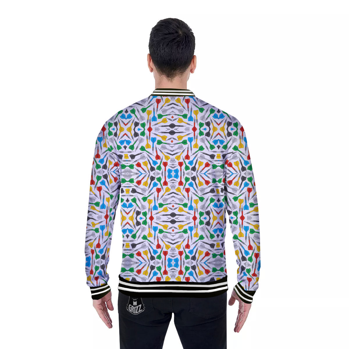 Darts Colorful Print Pattern Baseball Jacket-grizzshop