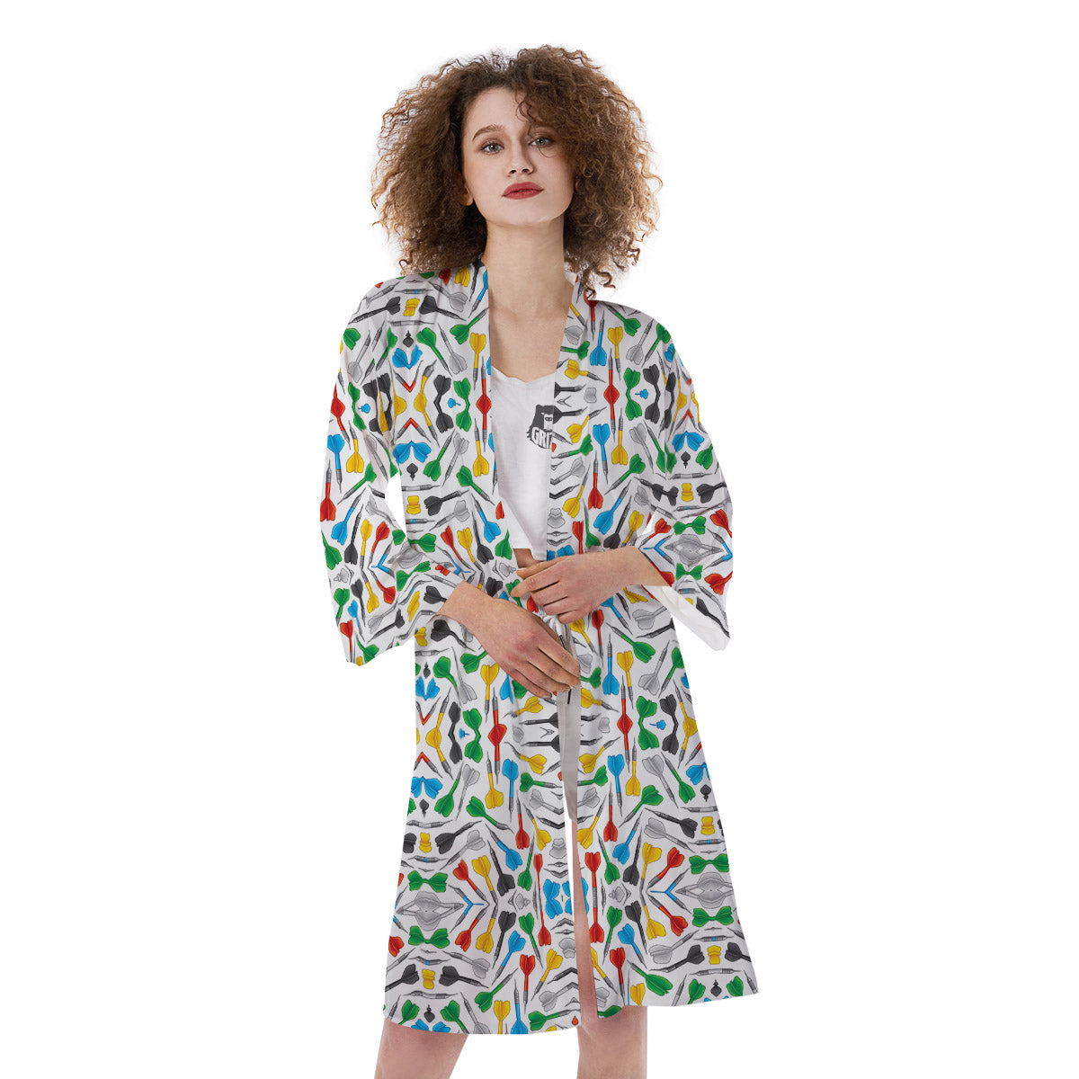 Darts Colorful Print Pattern Kimono-grizzshop