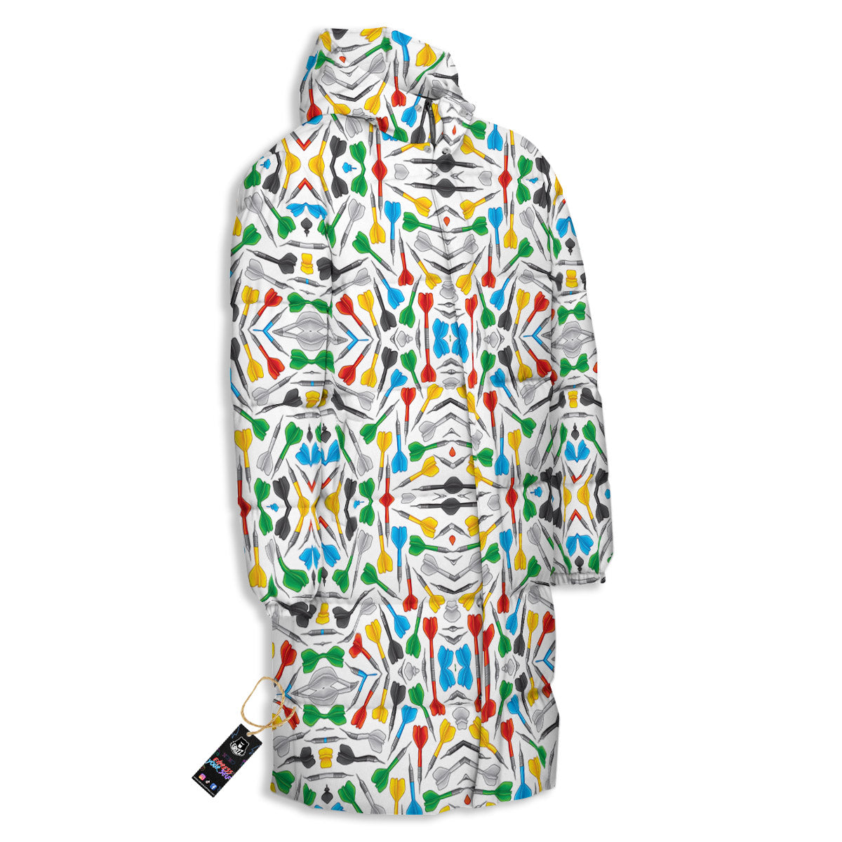 Darts Colorful Print Pattern Long Down Jacket-grizzshop