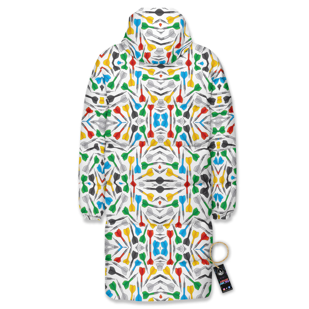 Darts Colorful Print Pattern Long Down Jacket-grizzshop