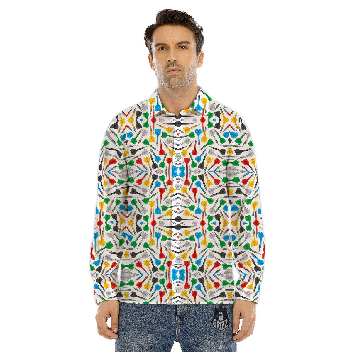 Darts Colorful Print Pattern Men's Dress Shirts-grizzshop