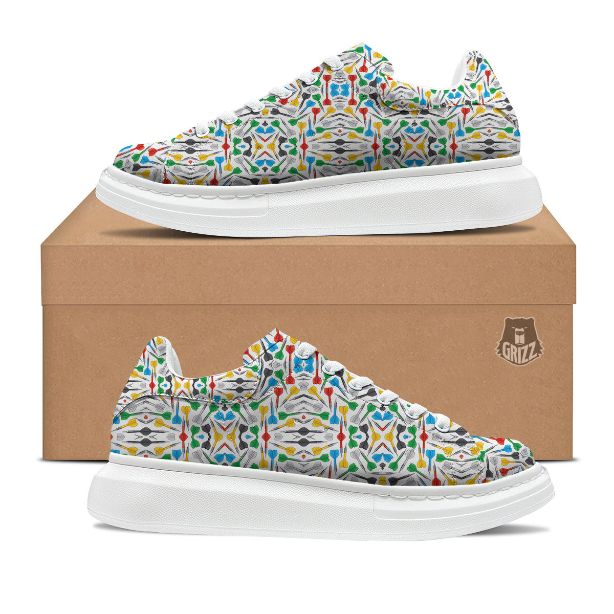 Darts Colorful Print Pattern Platform Shoes-grizzshop