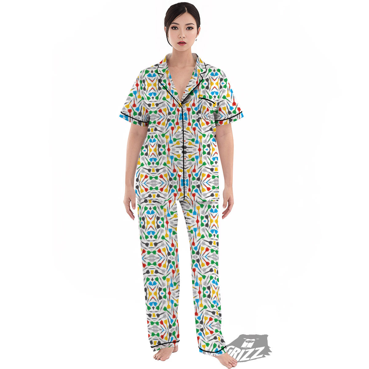 Darts Colorful Print Pattern Women's Pajamas Set-grizzshop