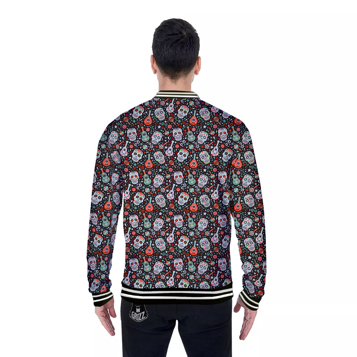 Day Of The Dead Calaveras Print Pattern Baseball Jacket-grizzshop