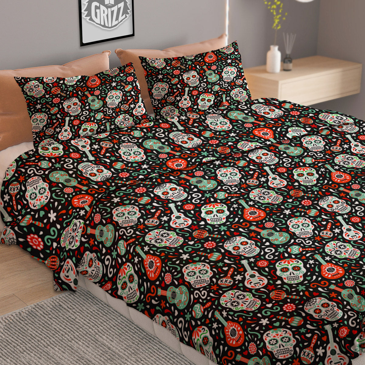 Emoji Graffiti Happy Print Pattern Duvet Cover Bedding Set