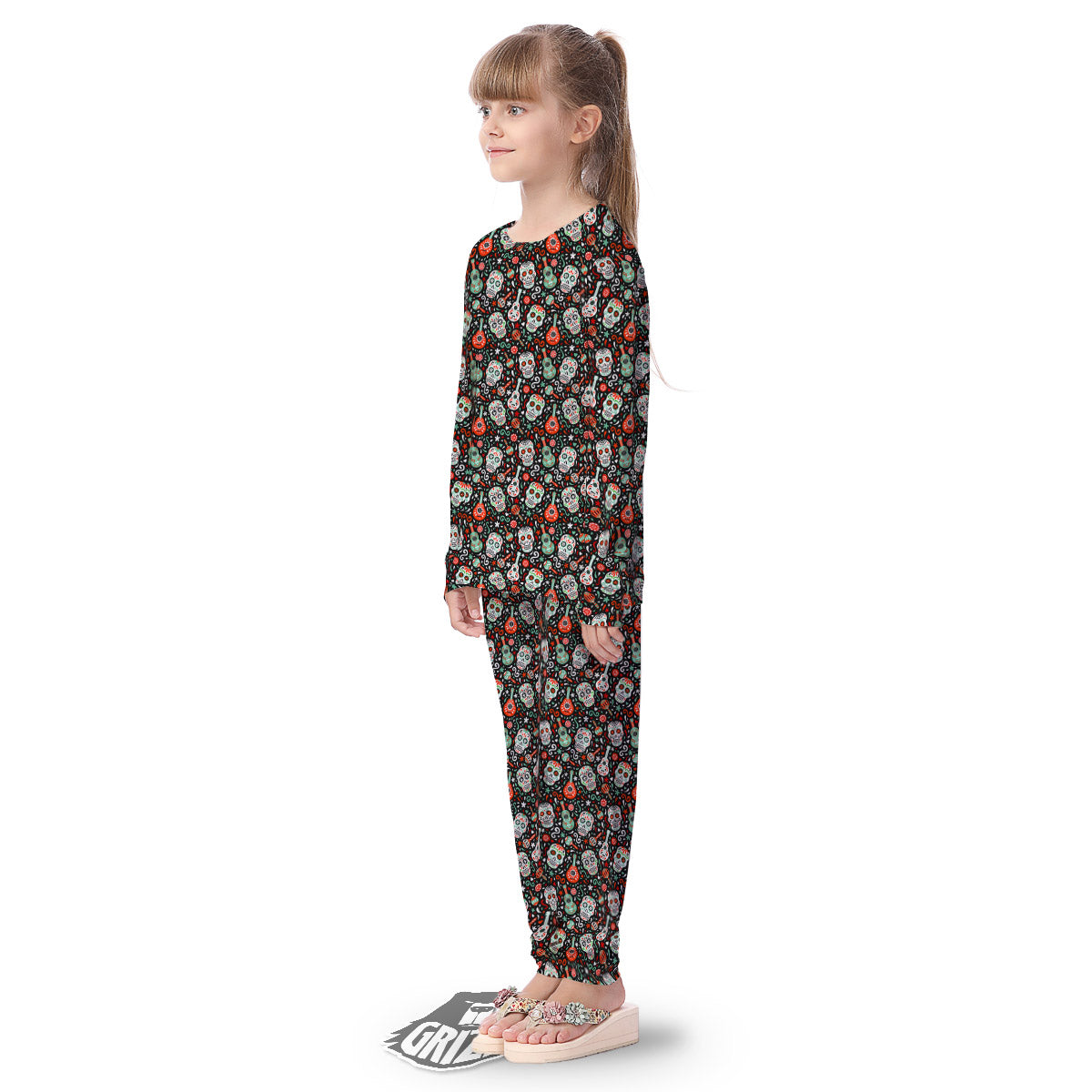 Day Of The Dead Calaveras Print Pattern Kid's Pajamas-grizzshop
