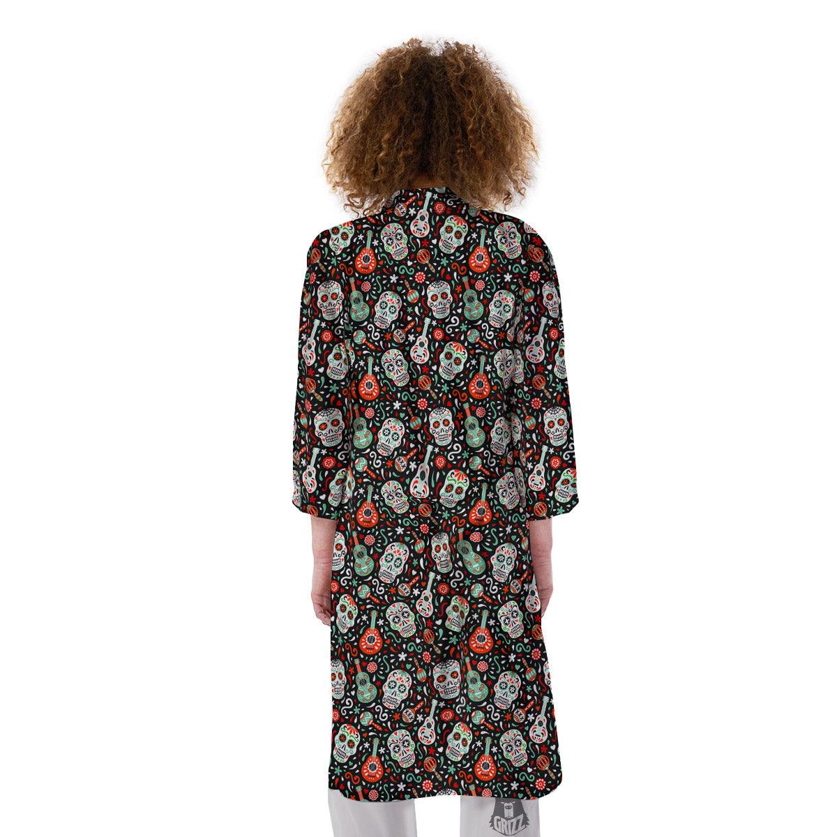 Day Of The Dead Calaveras Print Pattern Kimono-grizzshop