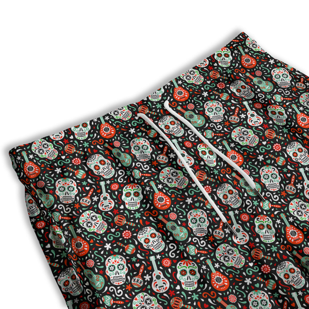 Day Of The Dead Calaveras Print Pattern Men's Athletic Shorts