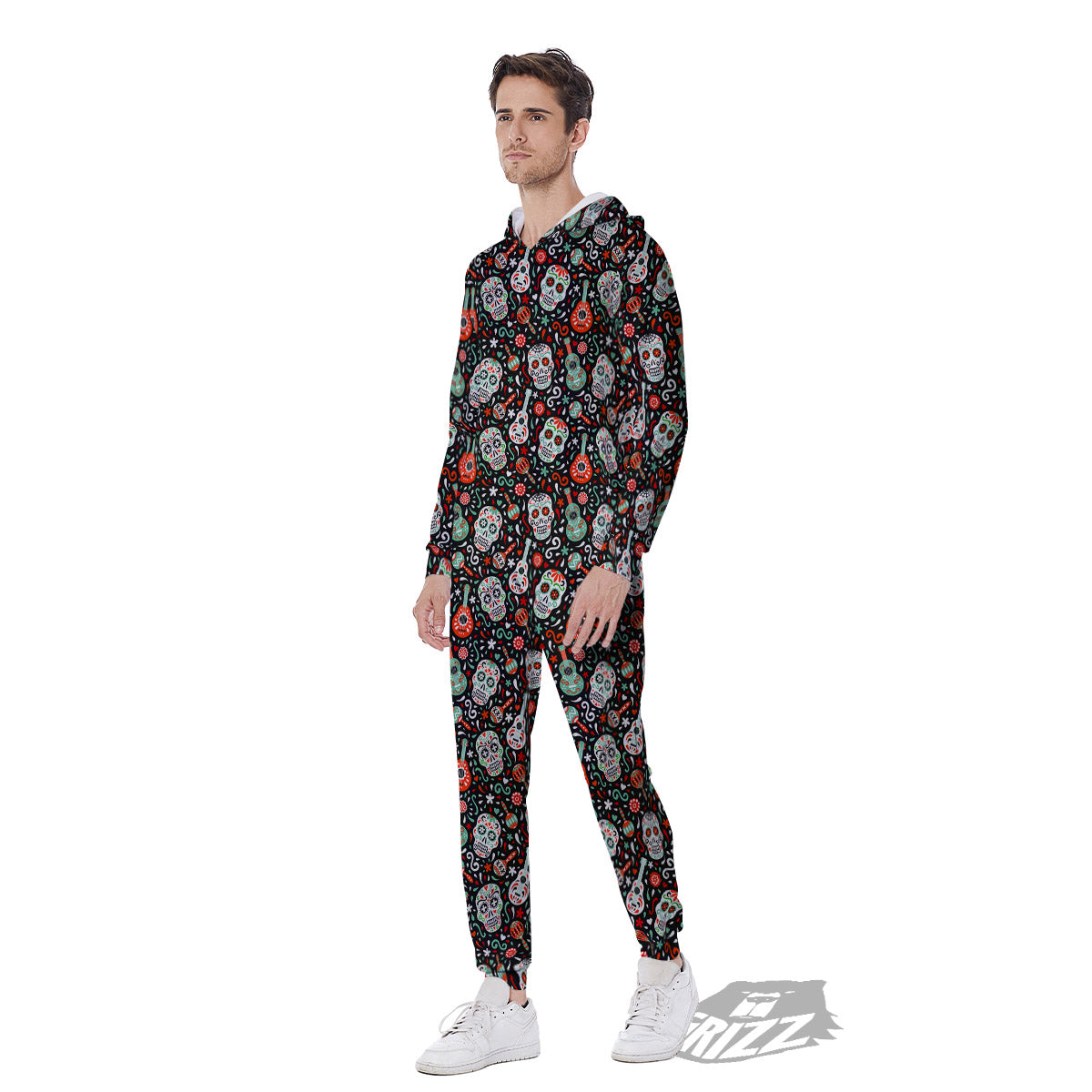 Day Of The Dead Calaveras Print Pattern Men's Jumpsuit-grizzshop