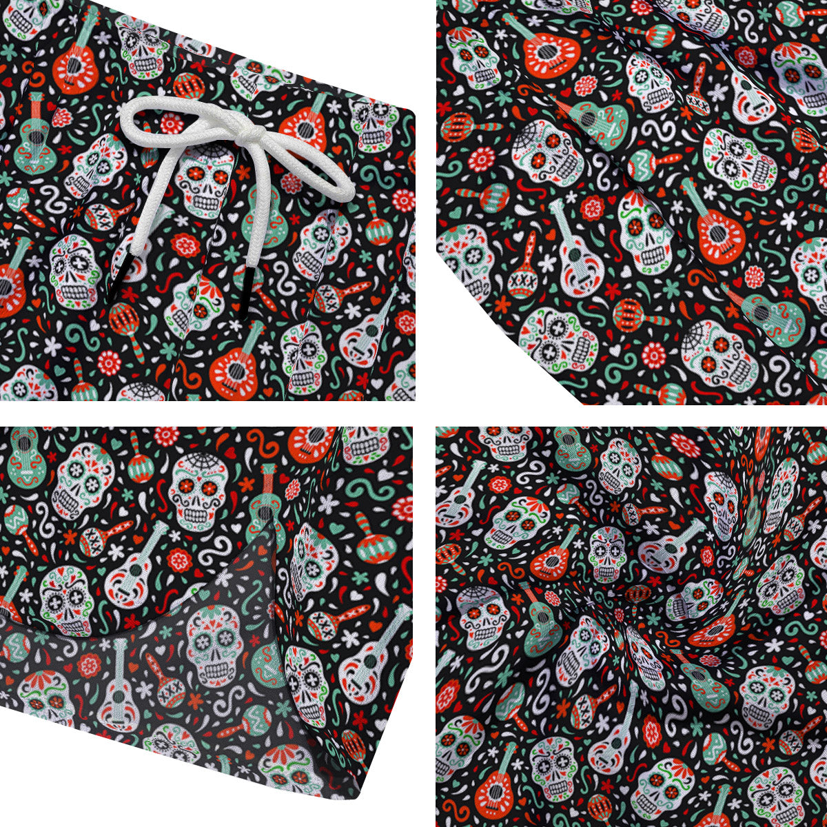 Day Of The Dead Calaveras Print Pattern Men's Running Shorts-grizzshop
