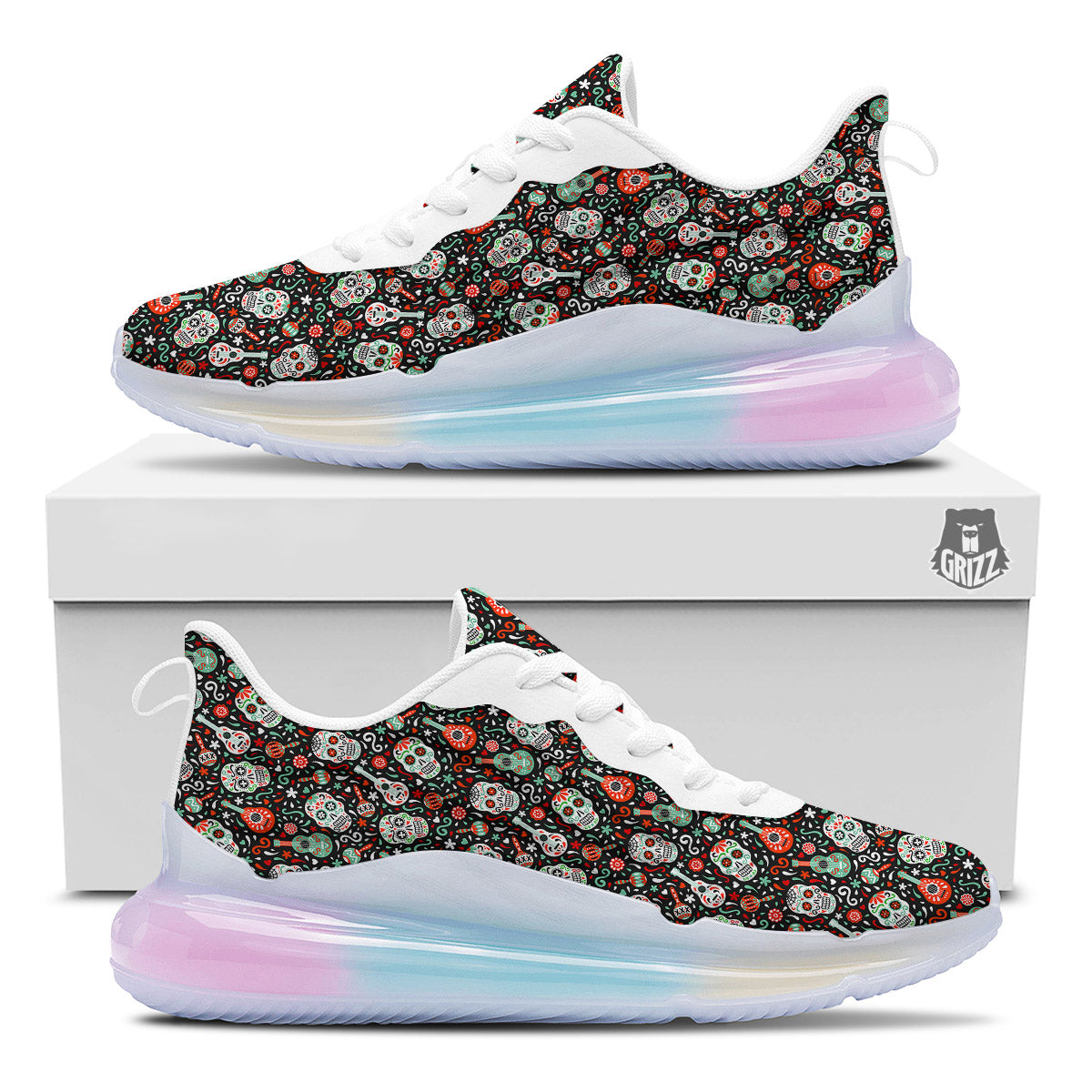 Day Of The Dead Calaveras Print Pattern Running Sneakers-grizzshop