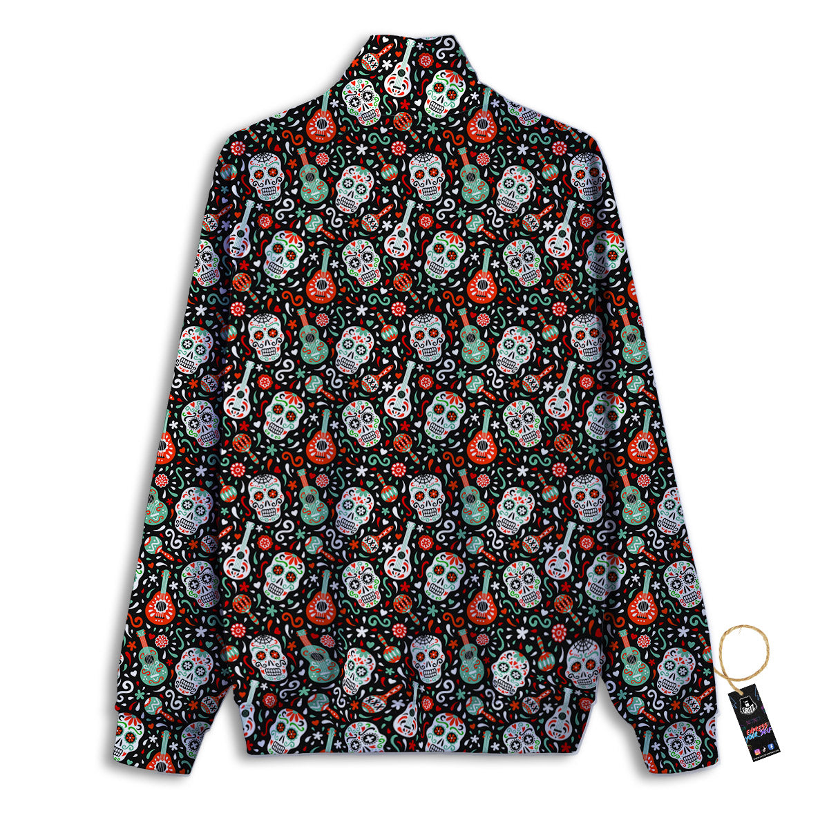 Day Of The Dead Calaveras Print Pattern Track Jacket-grizzshop