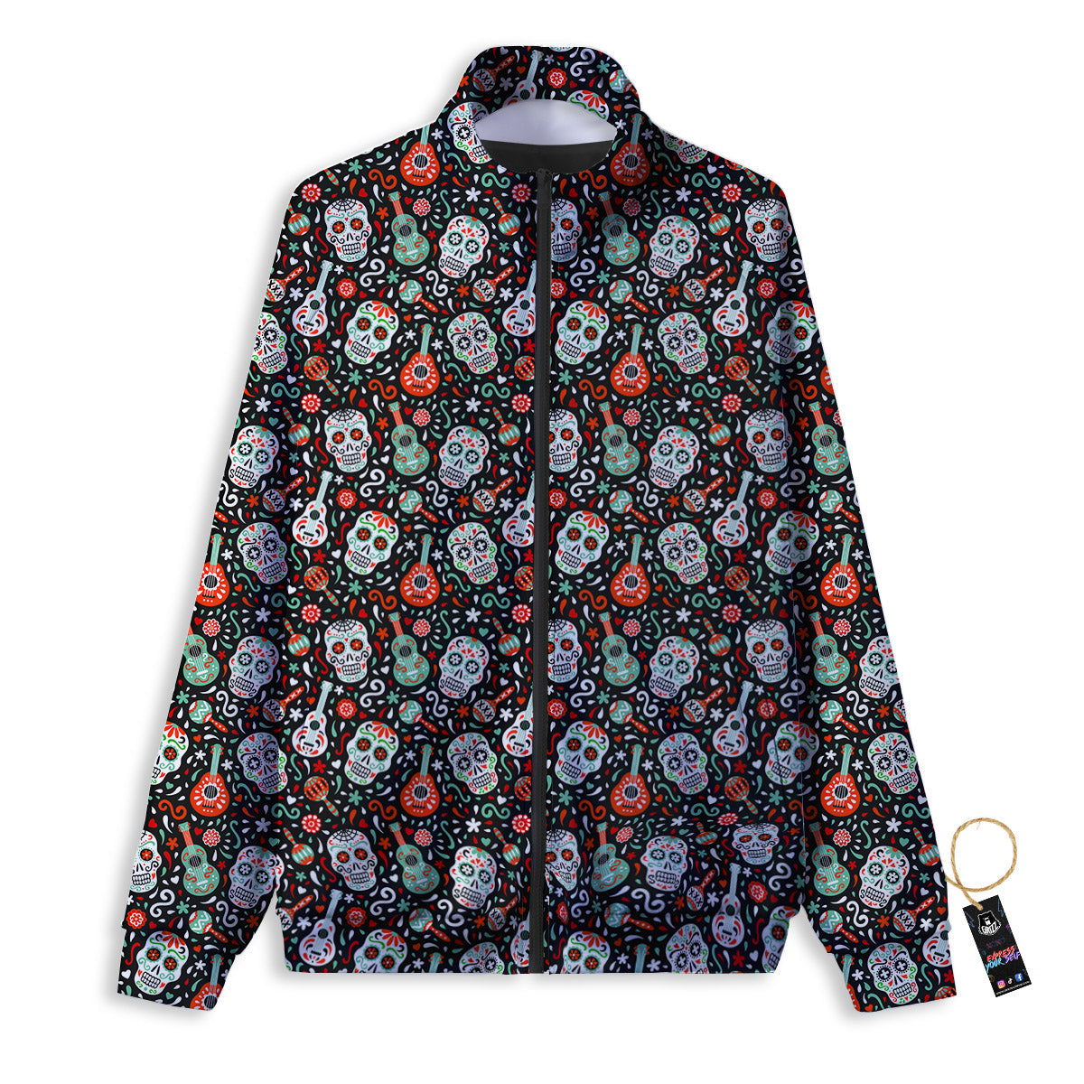 Day Of The Dead Calaveras Print Pattern Track Jacket-grizzshop