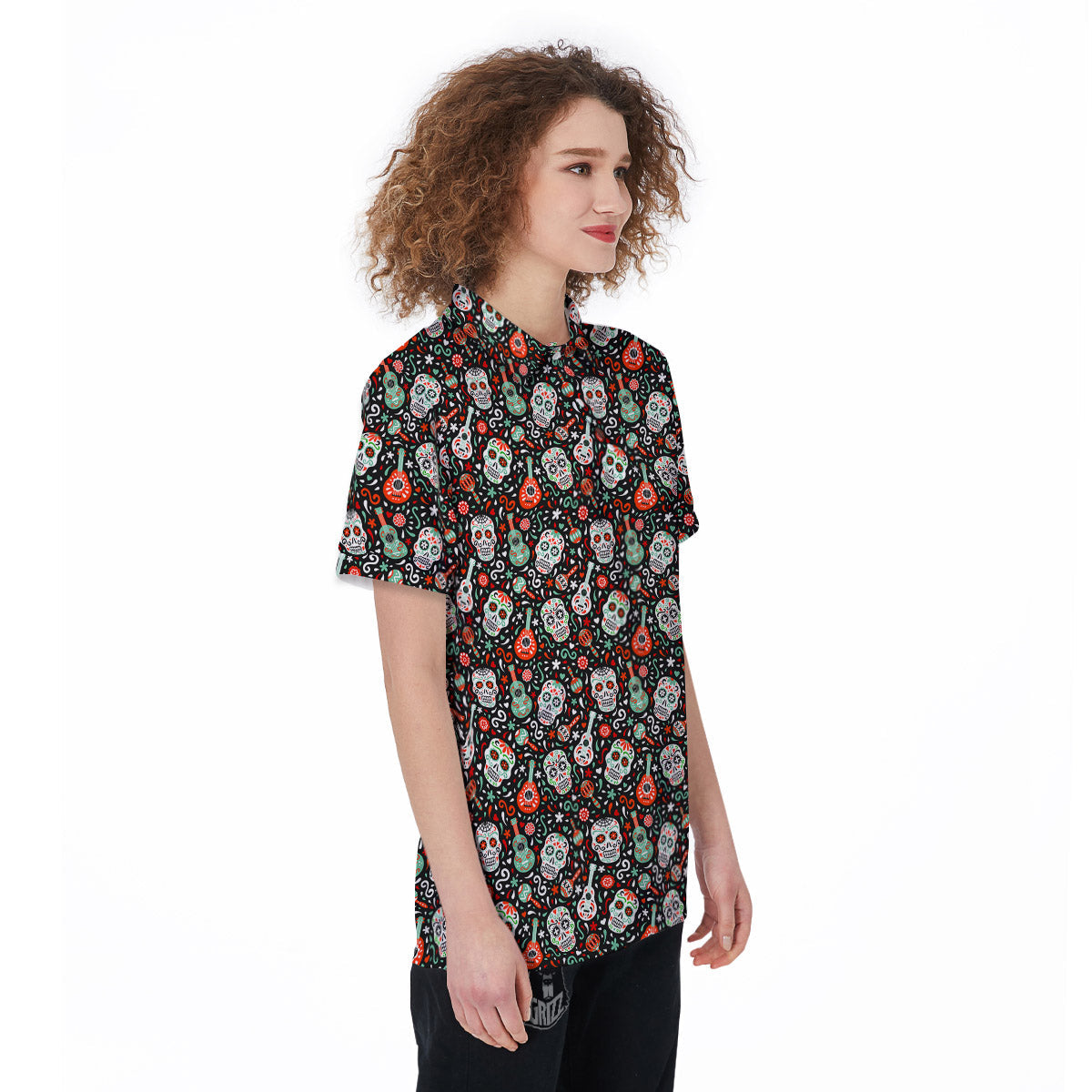 Day Of The Dead Calaveras Print Pattern Women's Golf Shirts-grizzshop