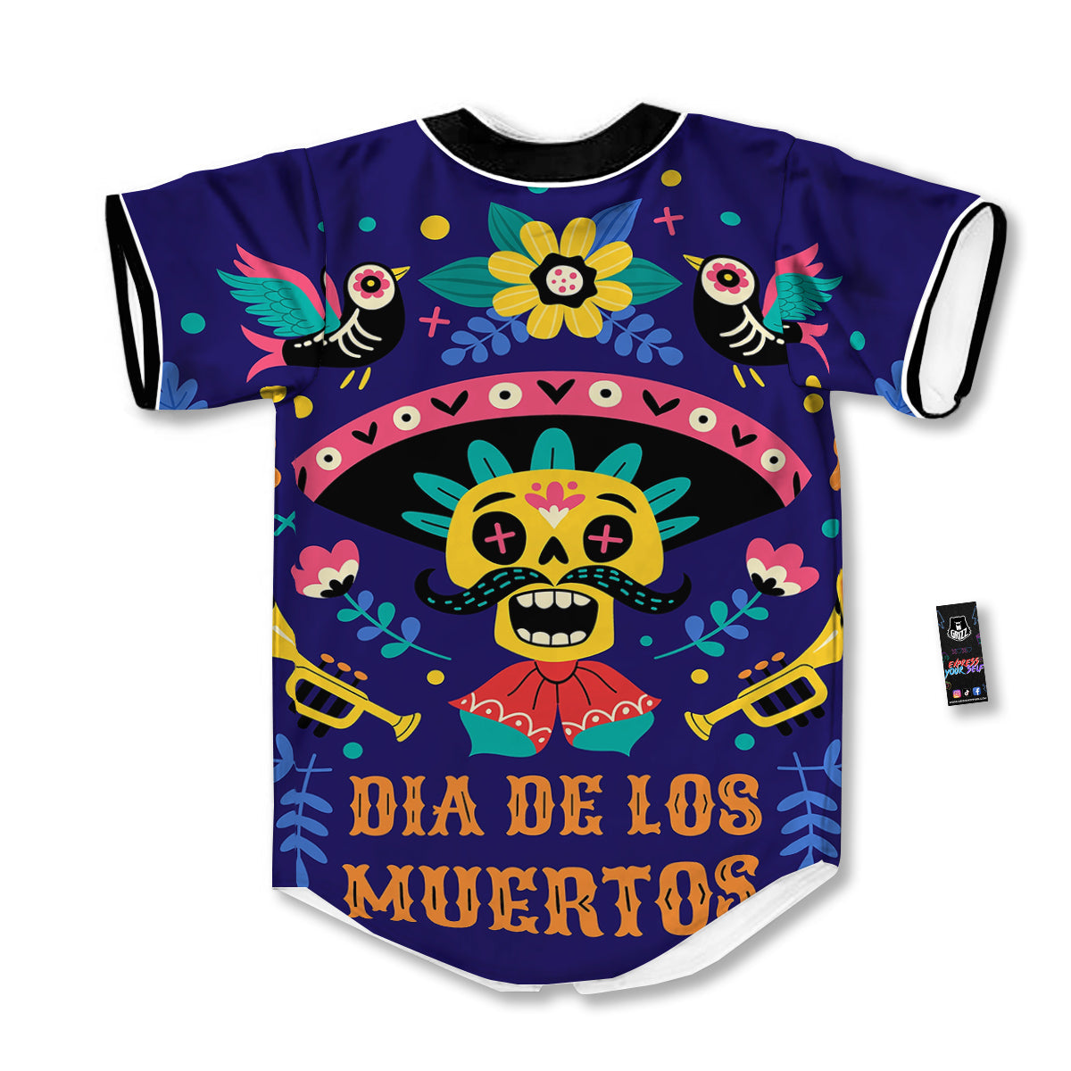 Day Of The Dead Cinco de Mayo Print Baseball Jersey-grizzshop