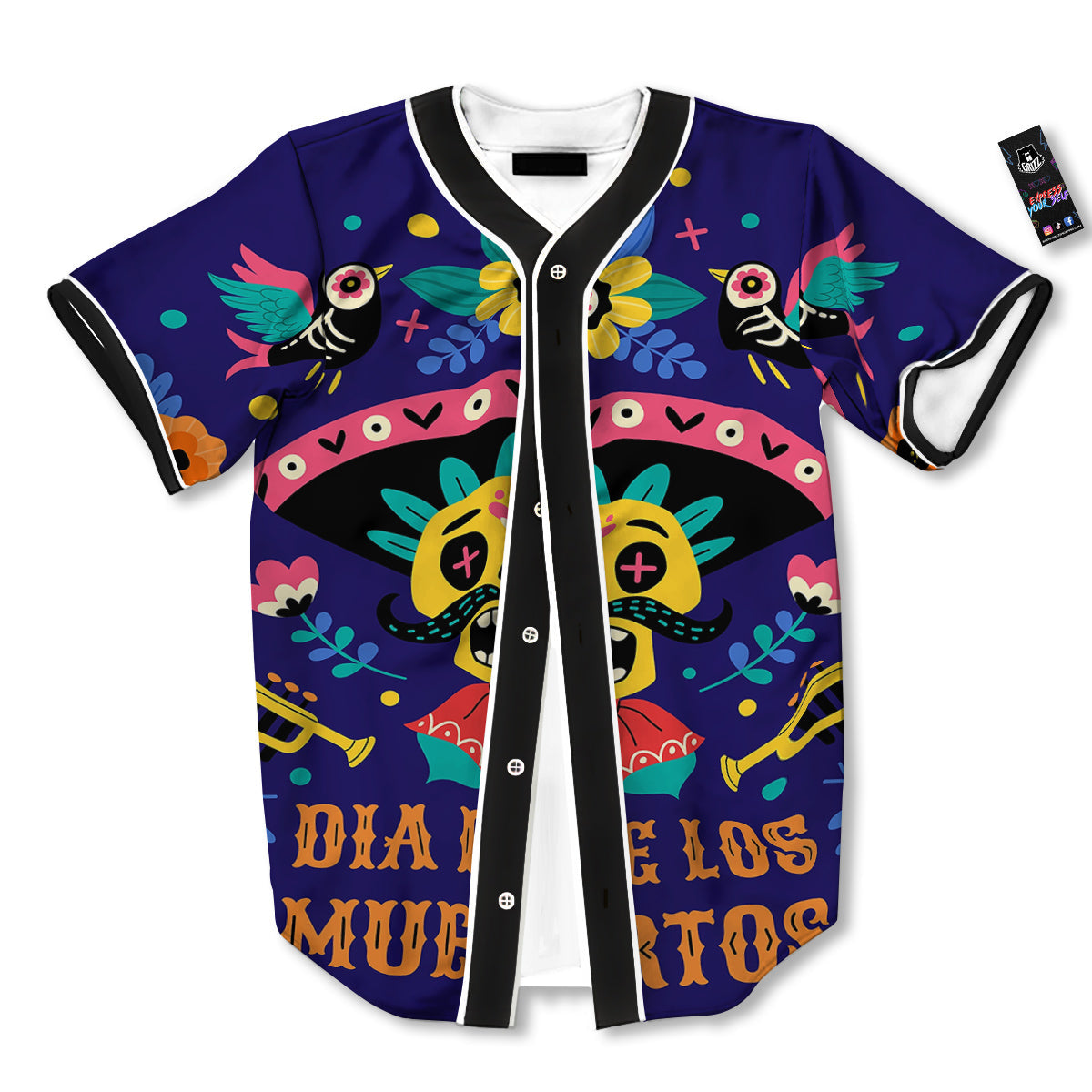 Day Of The Dead Cinco de Mayo Print Baseball Jersey-grizzshop
