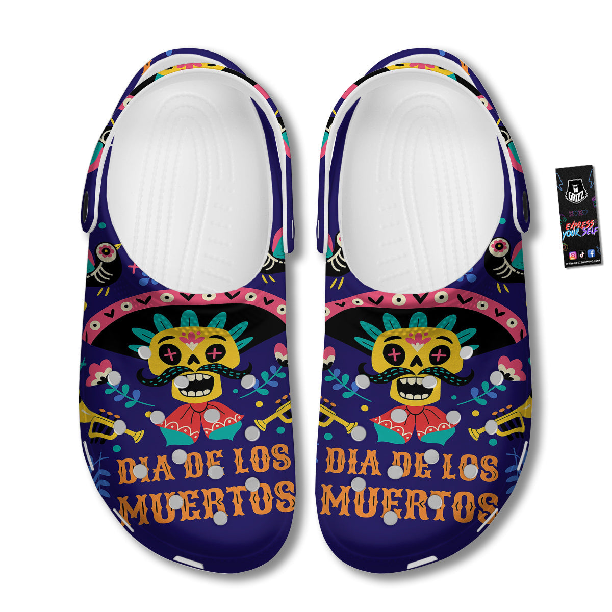 Day Of The Dead Cinco de Mayo Print Clog-grizzshop