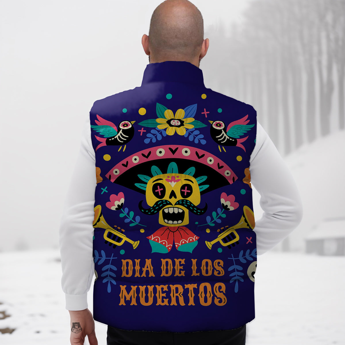 Day Of The Dead Cinco de Mayo Print Down Vest