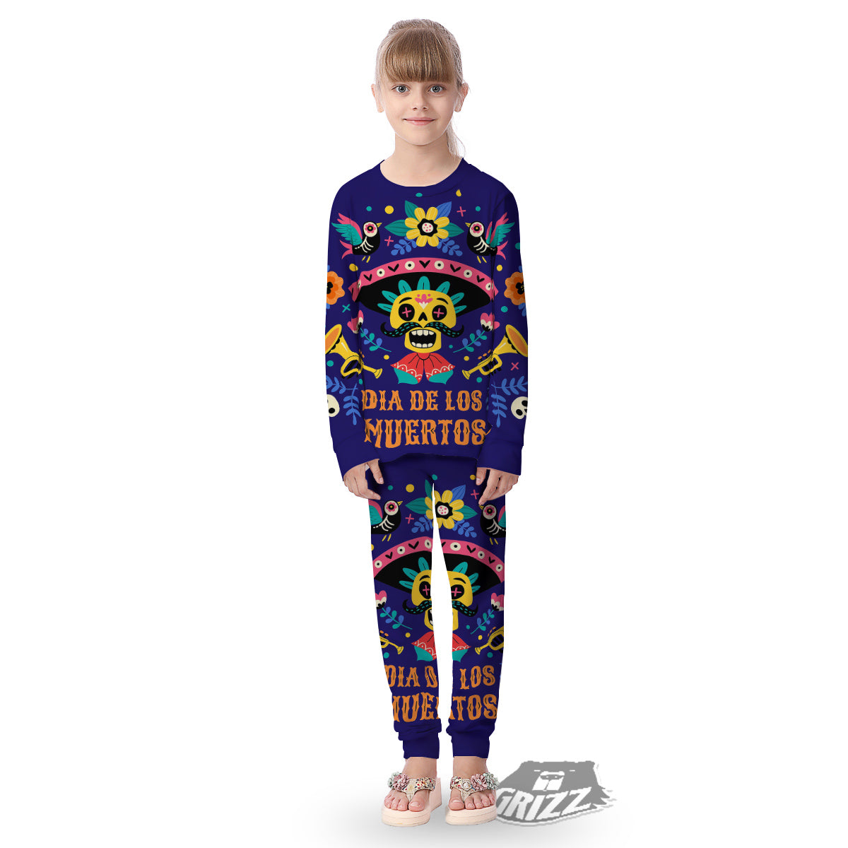 Day Of The Dead Cinco de Mayo Print Kid's Pajamas-grizzshop