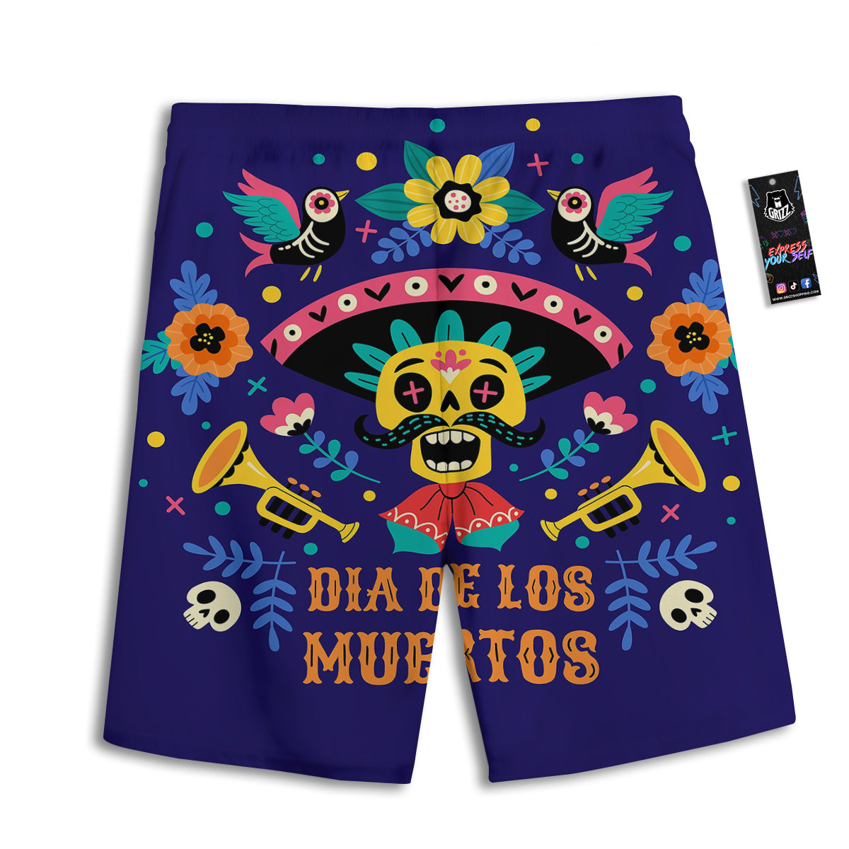 Day Of The Dead Cinco de Mayo Print Men's Athletic Shorts