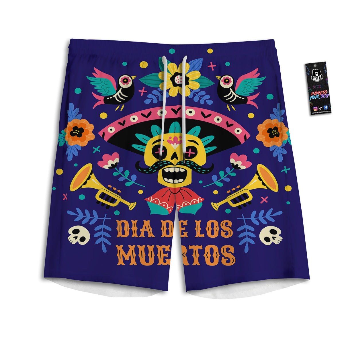 Day Of The Dead Cinco de Mayo Print Men's Athletic Shorts