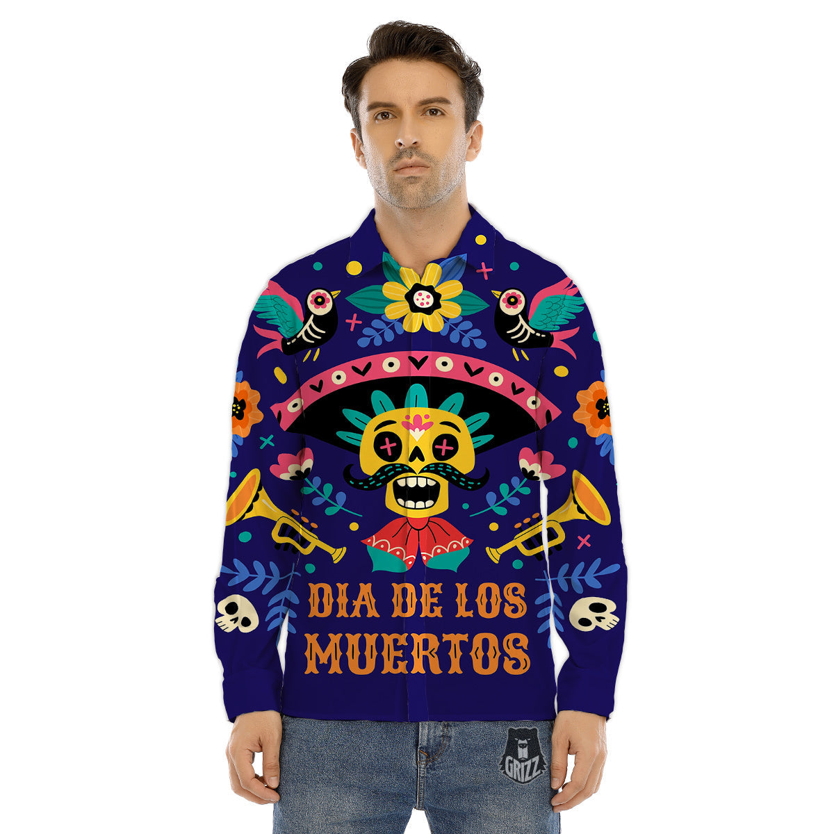 Day Of The Dead Cinco de Mayo Print Men's Dress Shirts-grizzshop