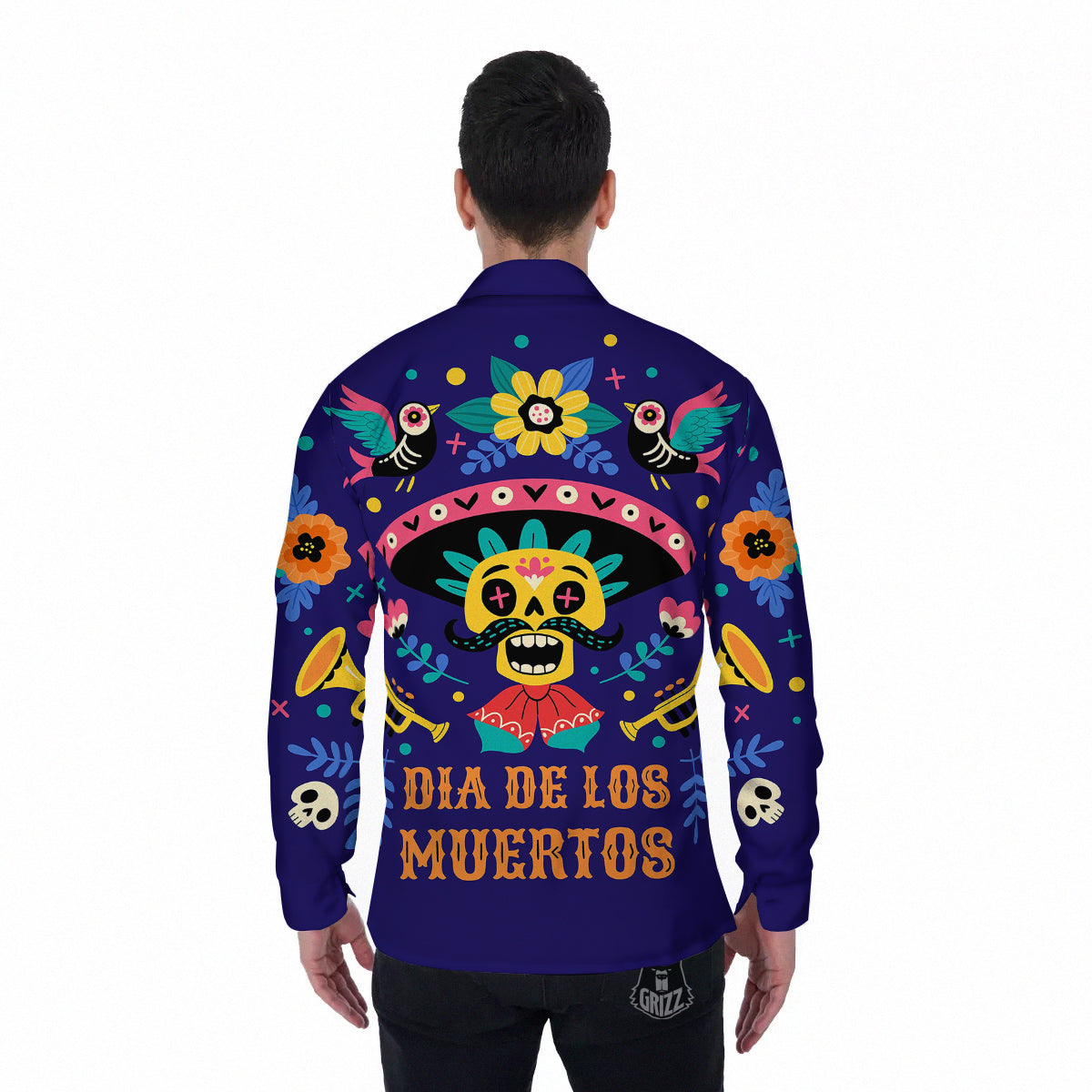 Day Of The Dead Cinco de Mayo Print Men's Long Sleeve Shirts-grizzshop