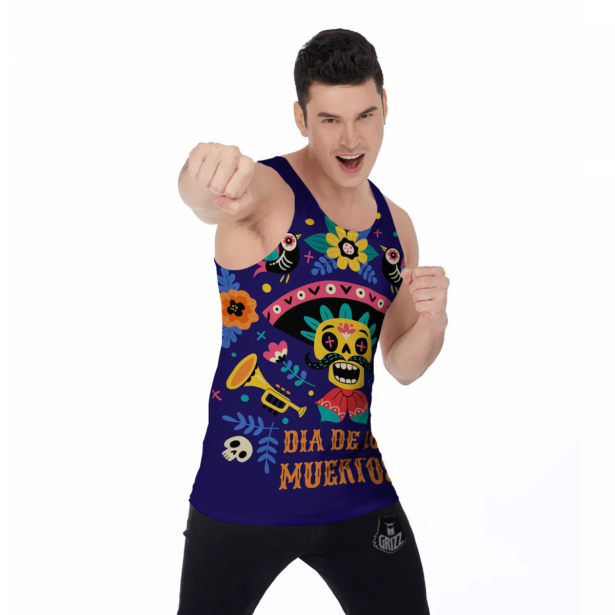 Day Of The Dead Cinco de Mayo Print Men's Tank Top-grizzshop