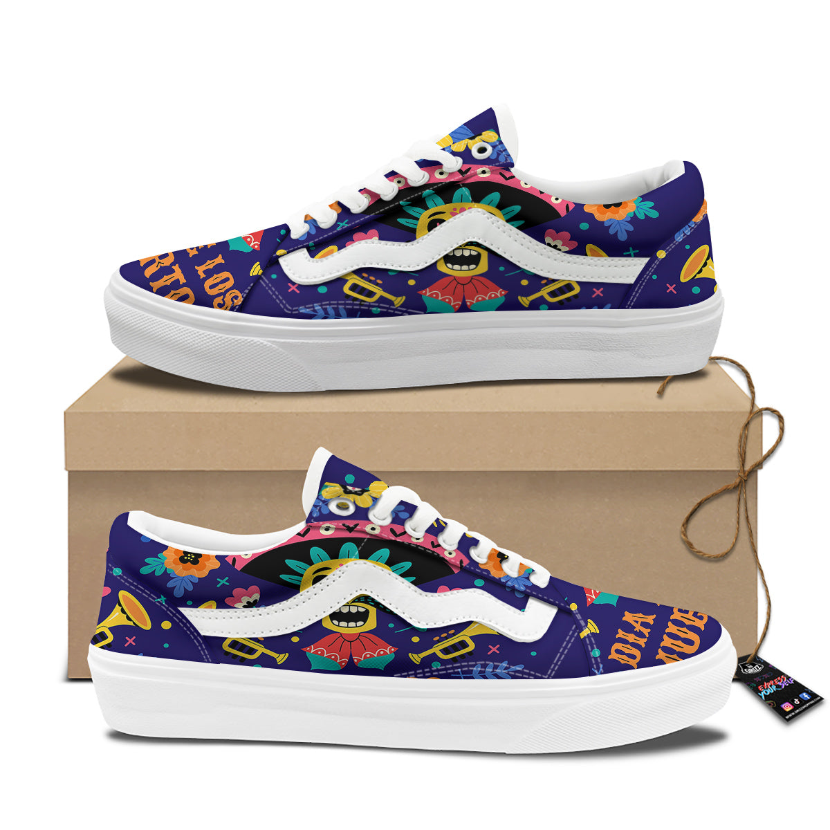 Day Of The Dead Cinco de Mayo Print Skate Shoes-grizzshop