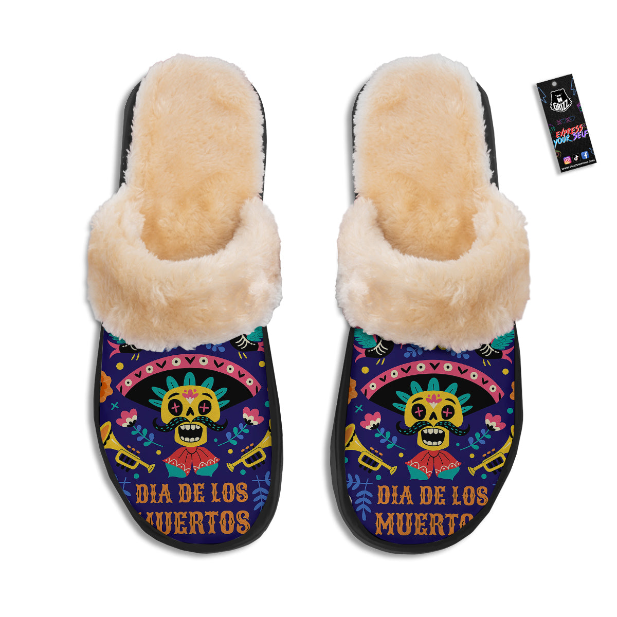 Day Of The Dead Cinco de Mayo Print Slippers-grizzshop