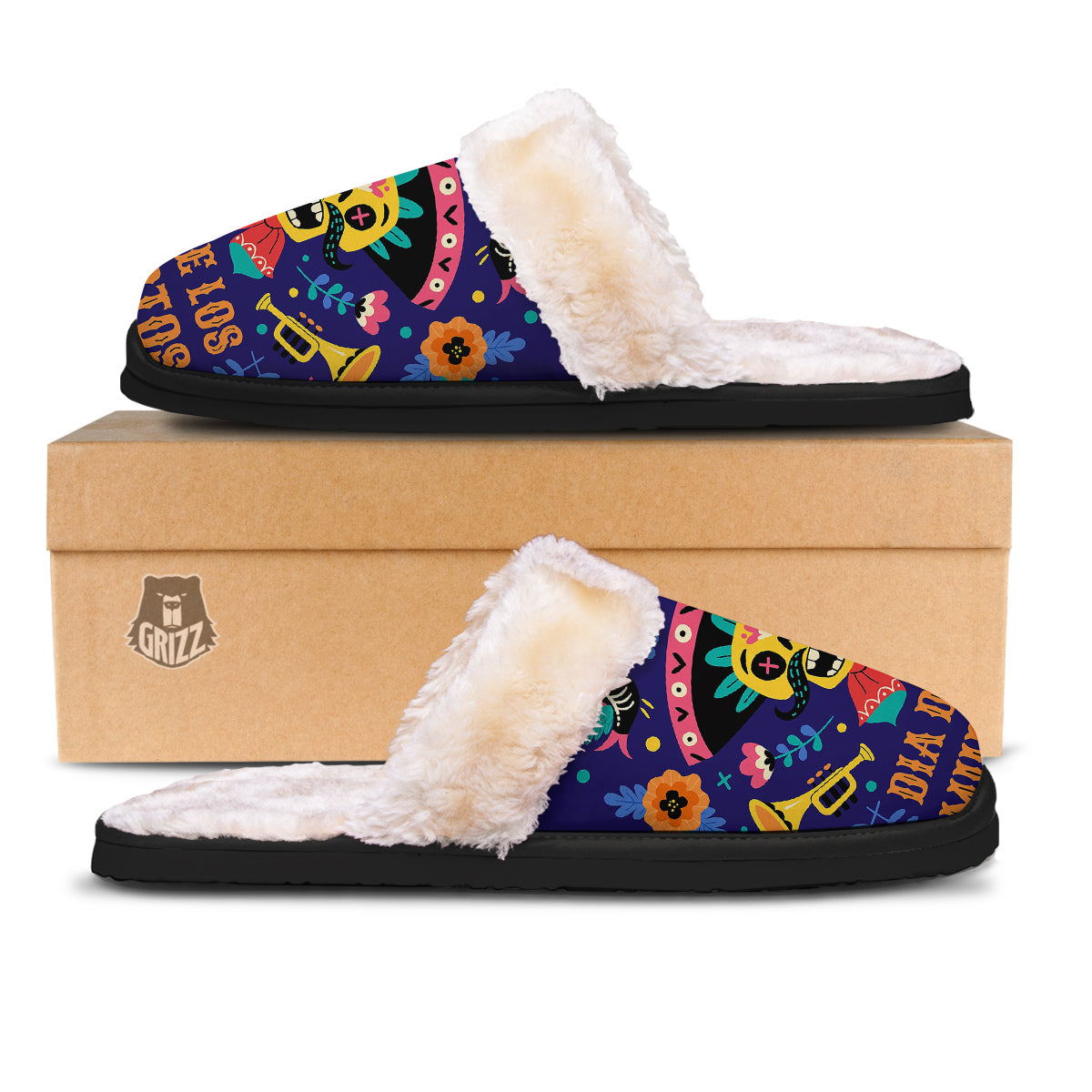 Day Of The Dead Cinco de Mayo Print Slippers-grizzshop