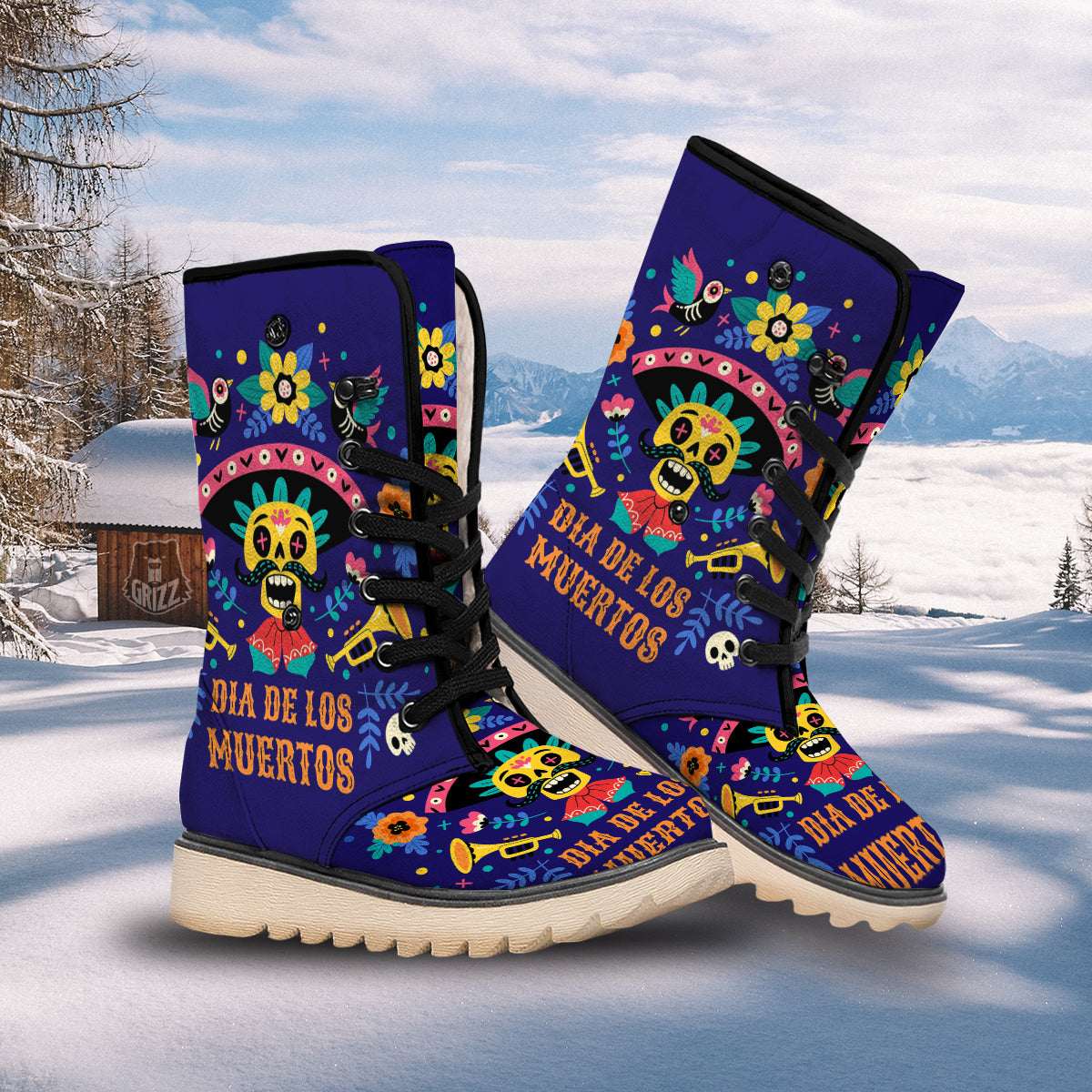 Day Of The Dead Cinco de Mayo Print Snow Boots-grizzshop