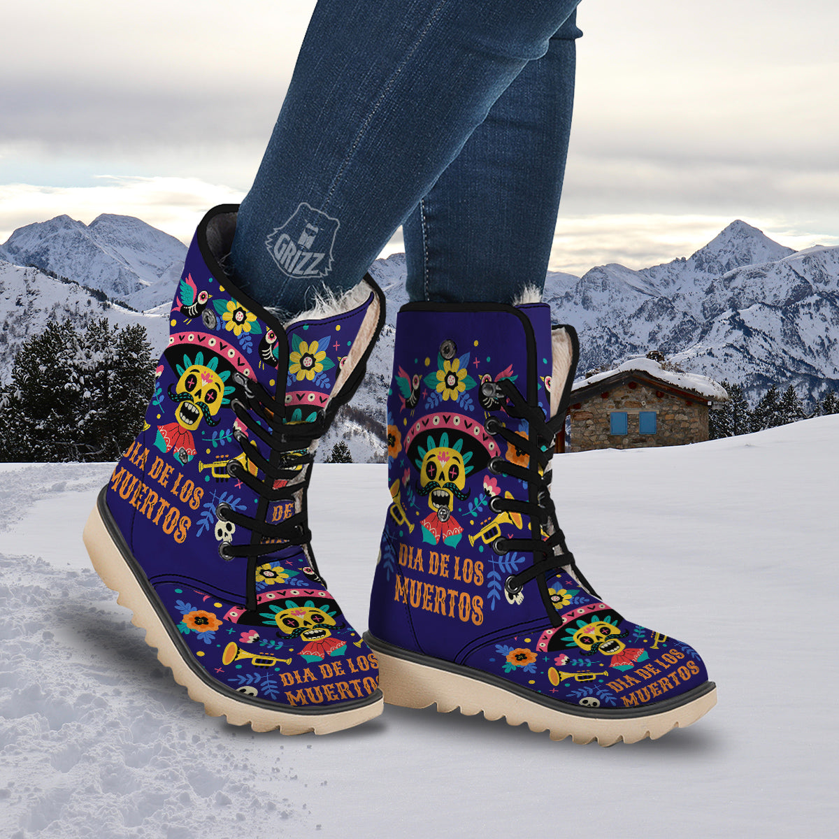 Day Of The Dead Cinco de Mayo Print Snow Boots-grizzshop