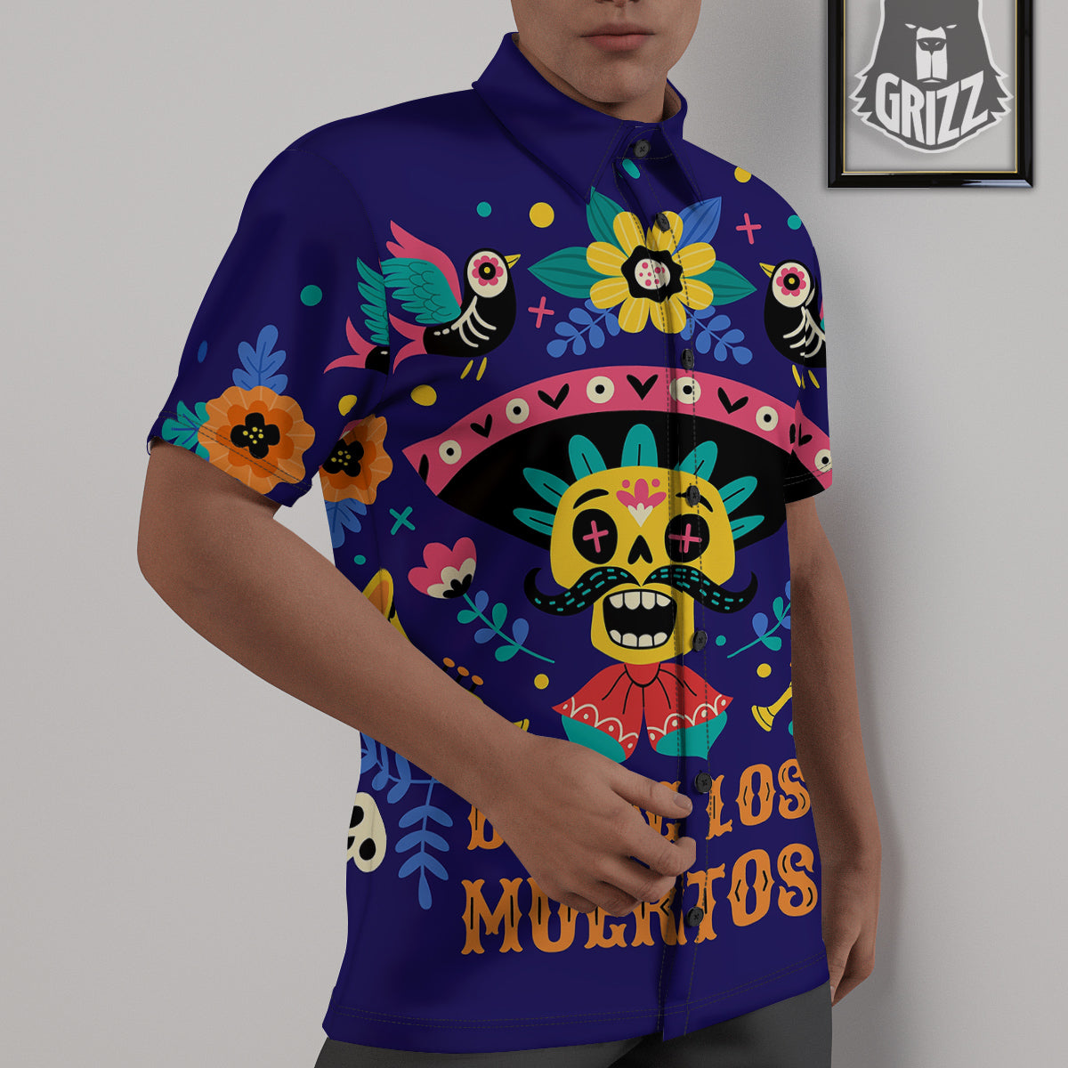 Day Of The Dead Cinco de Mayo Print Untucked Shirts-grizzshop