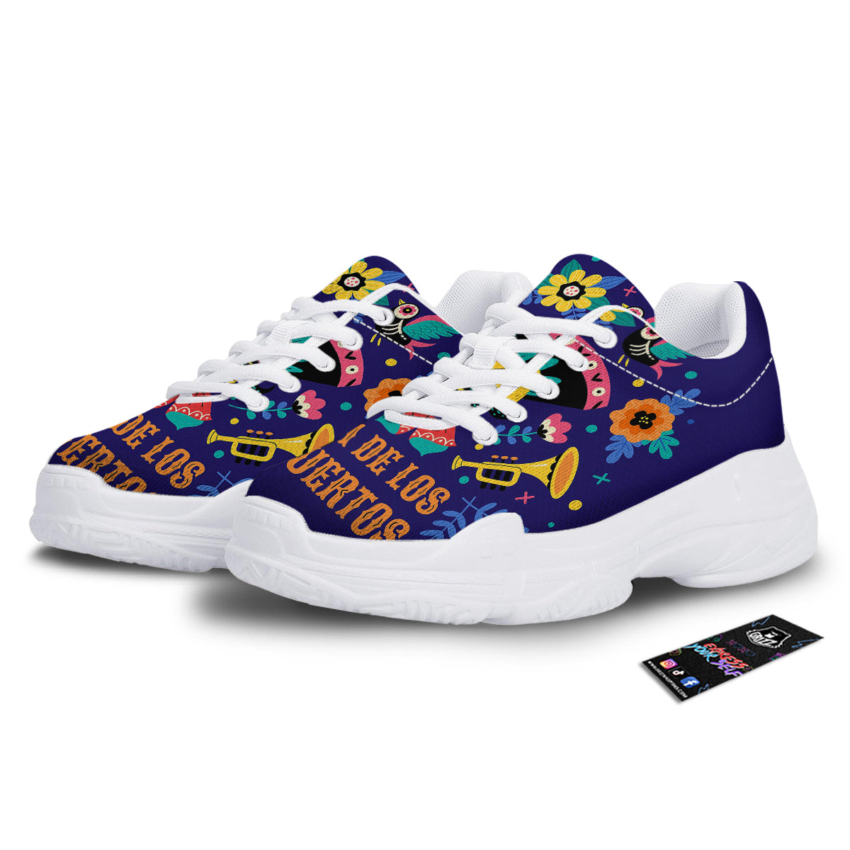 Day Of The Dead Cinco de Mayo Print White Chunky Shoes-grizzshop