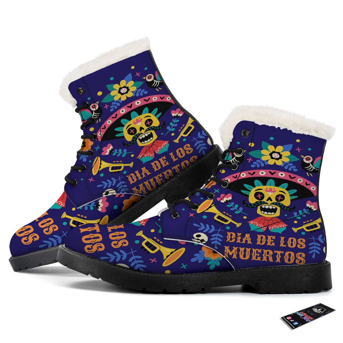 Day Of The Dead Cinco de Mayo Print Winter Boots-grizzshop
