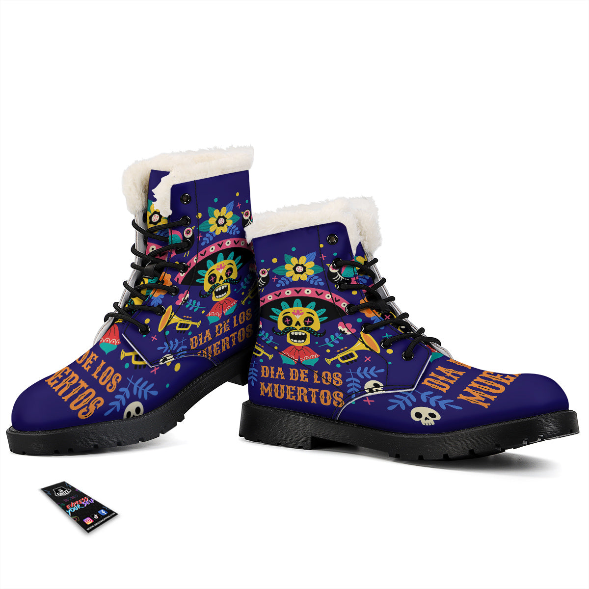 Day Of The Dead Cinco de Mayo Print Winter Boots-grizzshop
