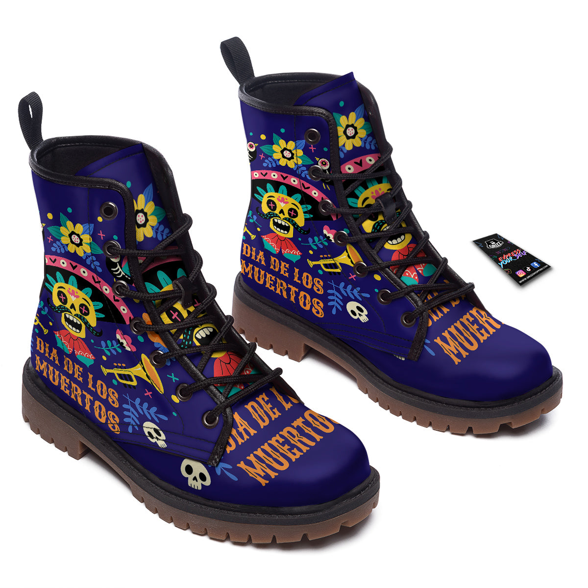 Day Of The Dead Cinco de Mayo Print Work Boots-grizzshop