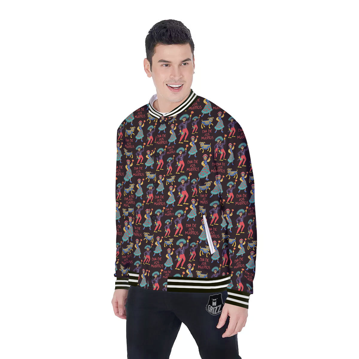 Day Of The Dead Dia De Los Muertos Print Pattern Baseball Jacket-grizzshop