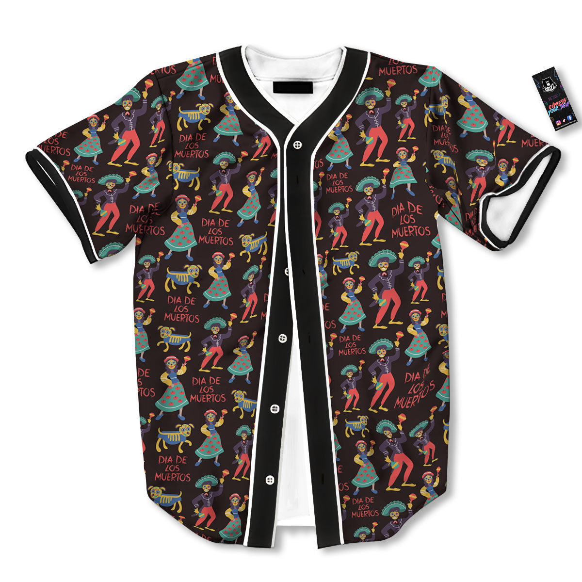Day Of The Dead Dia De Los Muertos Print Pattern Baseball Jersey-grizzshop