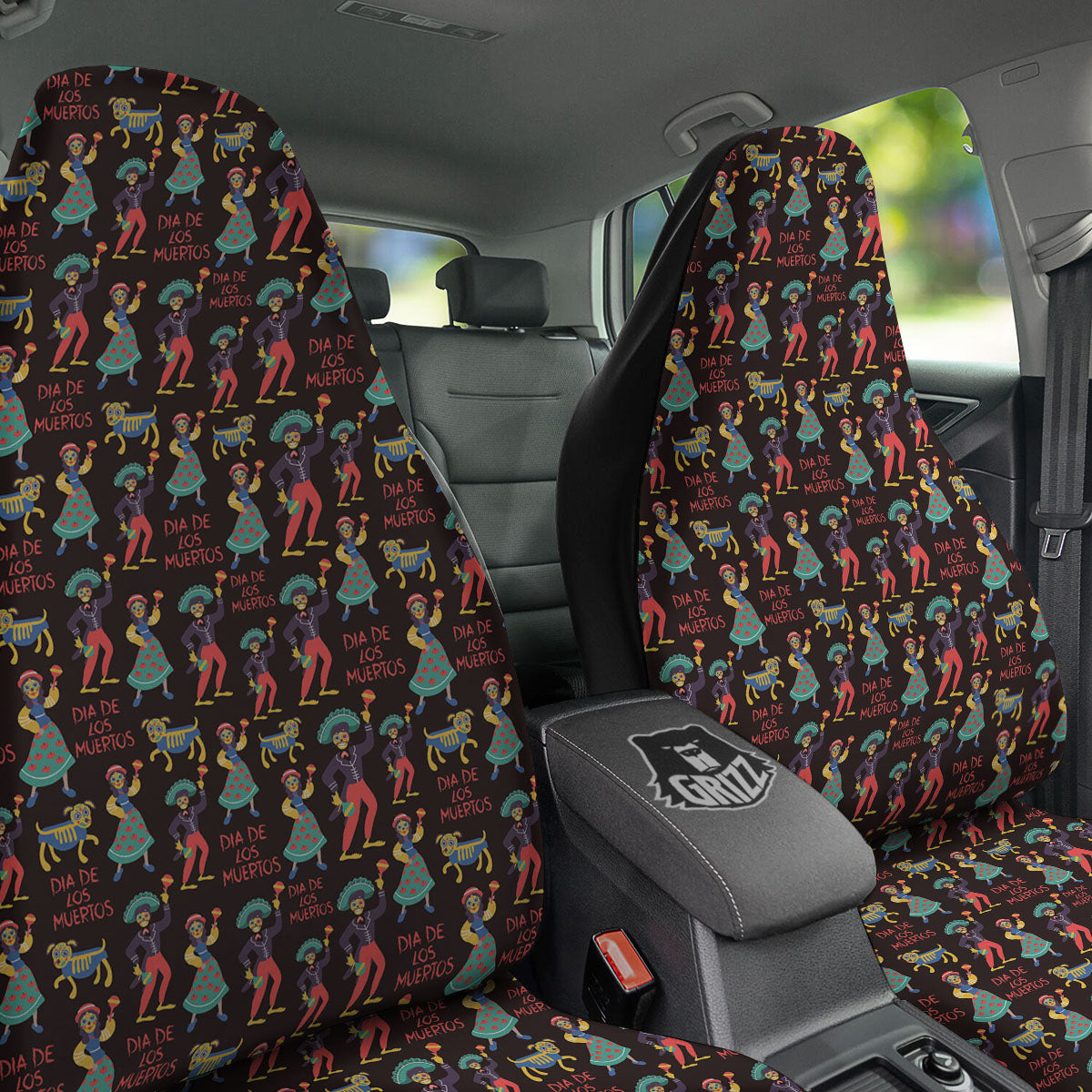 Day Of The Dead Dia De Los Muertos Print Pattern Car Seat Covers-grizzshop