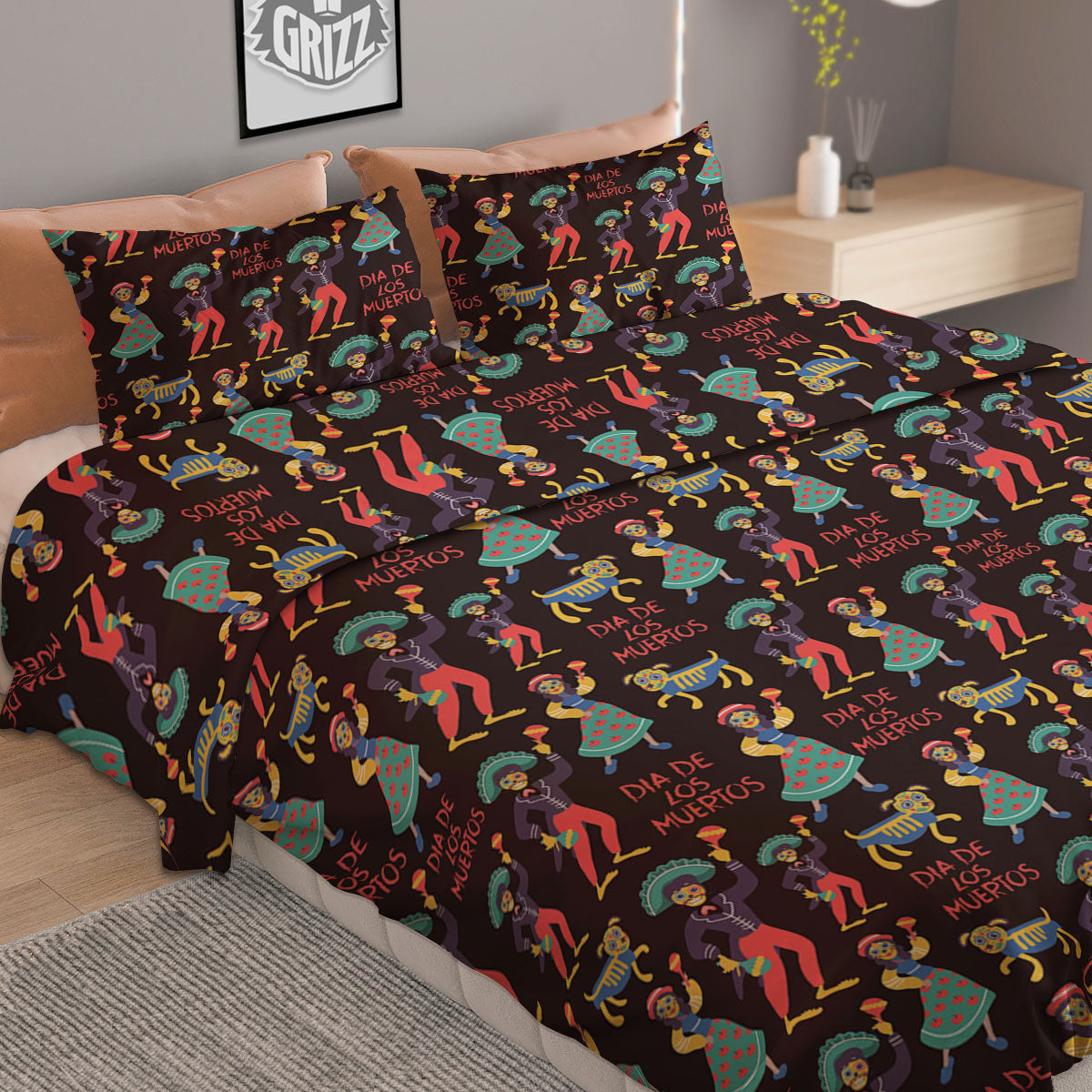 Day Of The Dead Dia De Los Muertos Print Pattern Duvet Cover Bedding Set