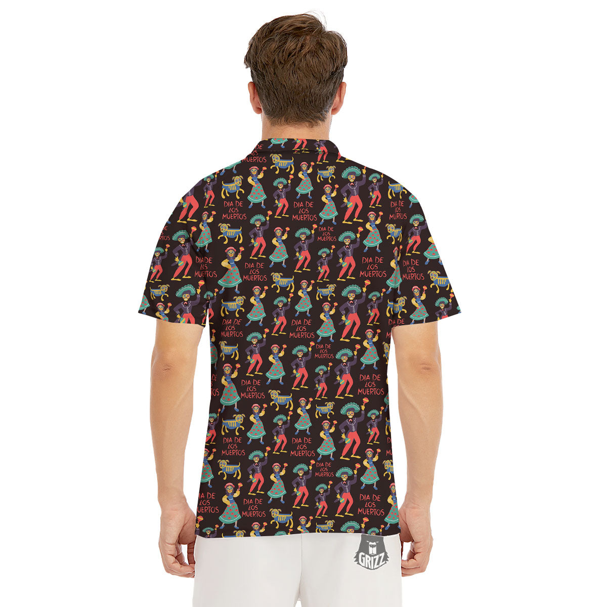 Day Of The Dead Dia De Los Muertos Print Pattern Men's Golf Shirts-grizzshop