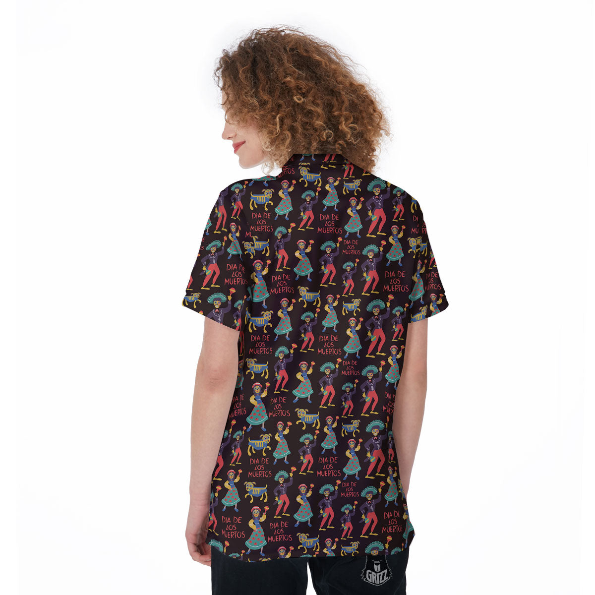 Day Of The Dead Dia De Los Muertos Print Pattern Women's Golf Shirts-grizzshop