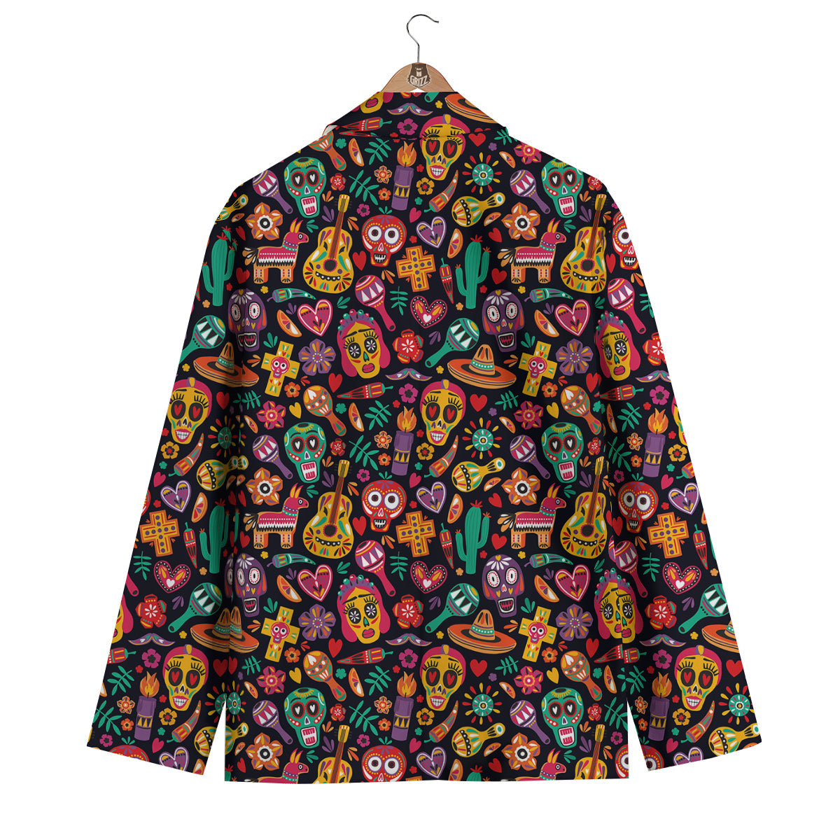 Day Of The Death Calavera Print Pattern Men's Blazer-grizzshop